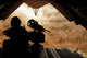 Marine waiting on CH-53 Super Stallion helicopter poster print.