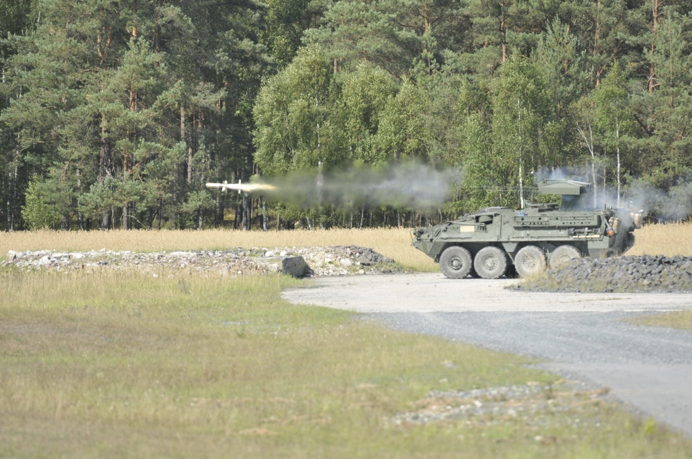 Soldiers firing a TOW missile during a training mission poster print.