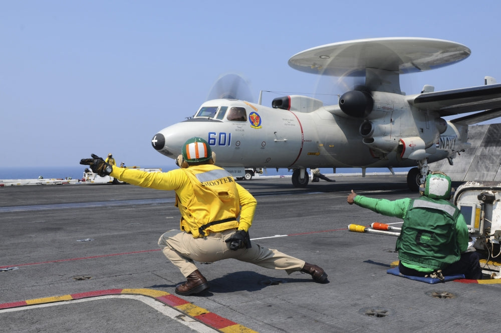 E-2C Hawkeye launching from USS Dwight D. Eisenhower poster print
