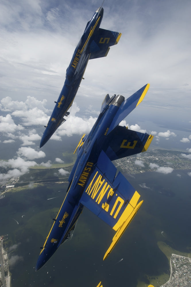 Blue Angels Flight Demonstration Poster Print Over Pensacola Beach
