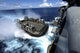 Landing craft air cushion entering the well deck of USS Bonhomme Richard poster print.