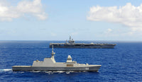 Republic of Singapore frigate RSS Formidable alongside USS Nimitz poster print