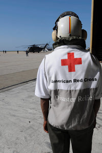 American Red Cross volunteer waiting to board an MH-53E Sea Dragon poster print.