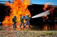 Firefighters extinguishing a simulated engine fire at Cannon Air Force Base poster print.