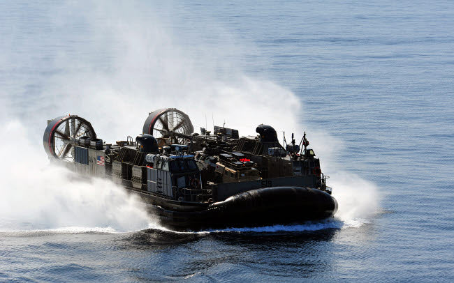 A Landing Craft Air Cushion transiting through the Pacific Ocean poster print.