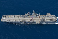 USS Bonhomme Richard Breast Cancer Awareness Poster Print featuring a pink ribbon logo.