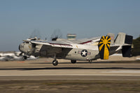 C-2 Greyhound landing at Naval Air Station North Island poster print.