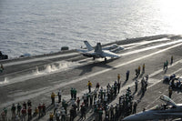 F/A-18C Hornet launching from USS Dwight D. Eisenhower poster print.