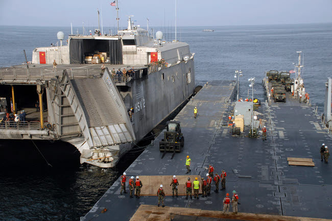 Vehicles Transferred Aboard the High-Speed Vessel Swift Poster Print