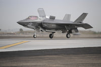 F-35B Lightning II Joint Strike Fighter preparing for vertical landing at Marine Corps Air Station Yuma, Arizona
