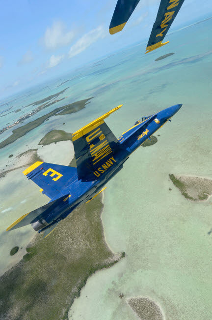 F/A-18 Hornet Blue Angels Poster Print flying over the Florida Keys