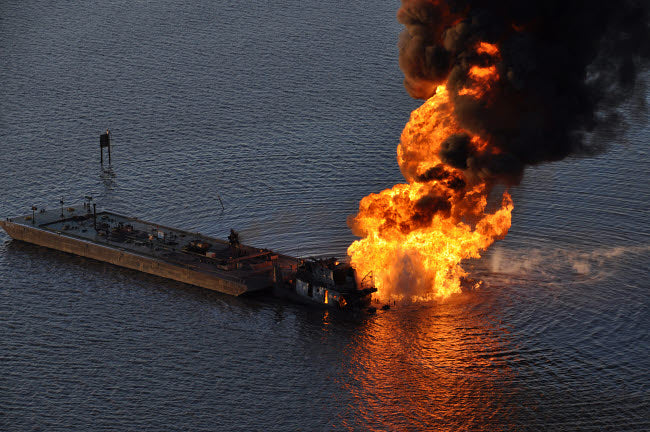 Natural gas pipeline fire poster print by Stocktrek Images.