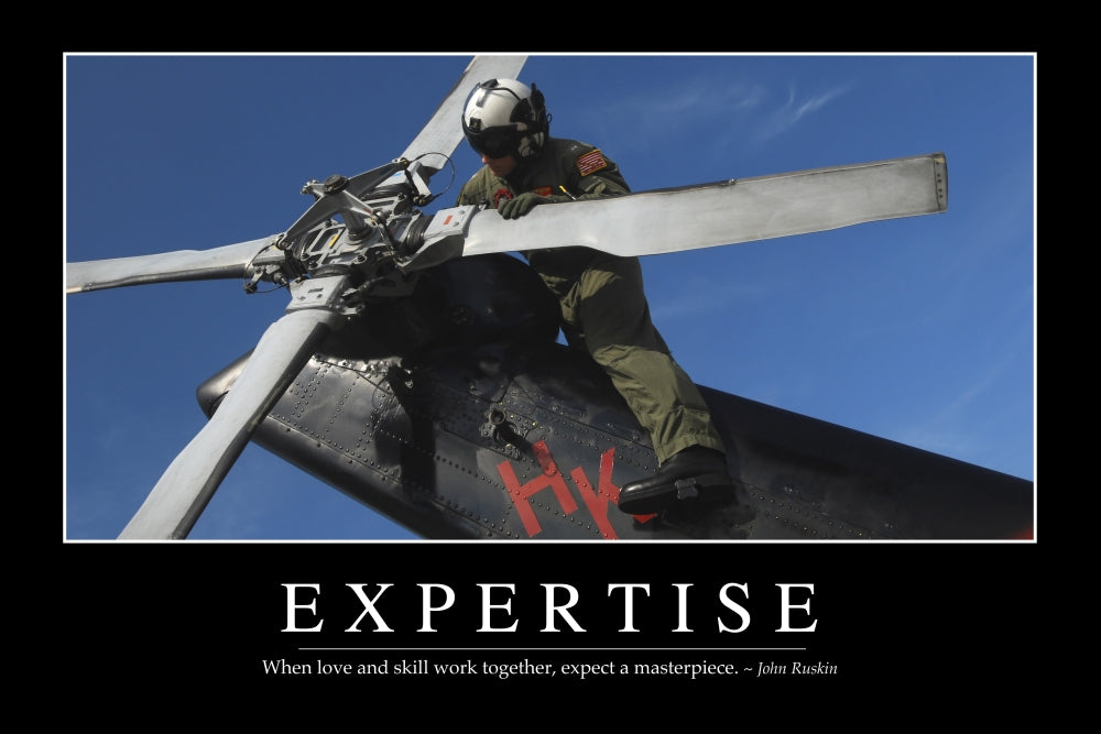 Expertise Motivational Quote Poster Print by John Ruskin - When love and skill work together