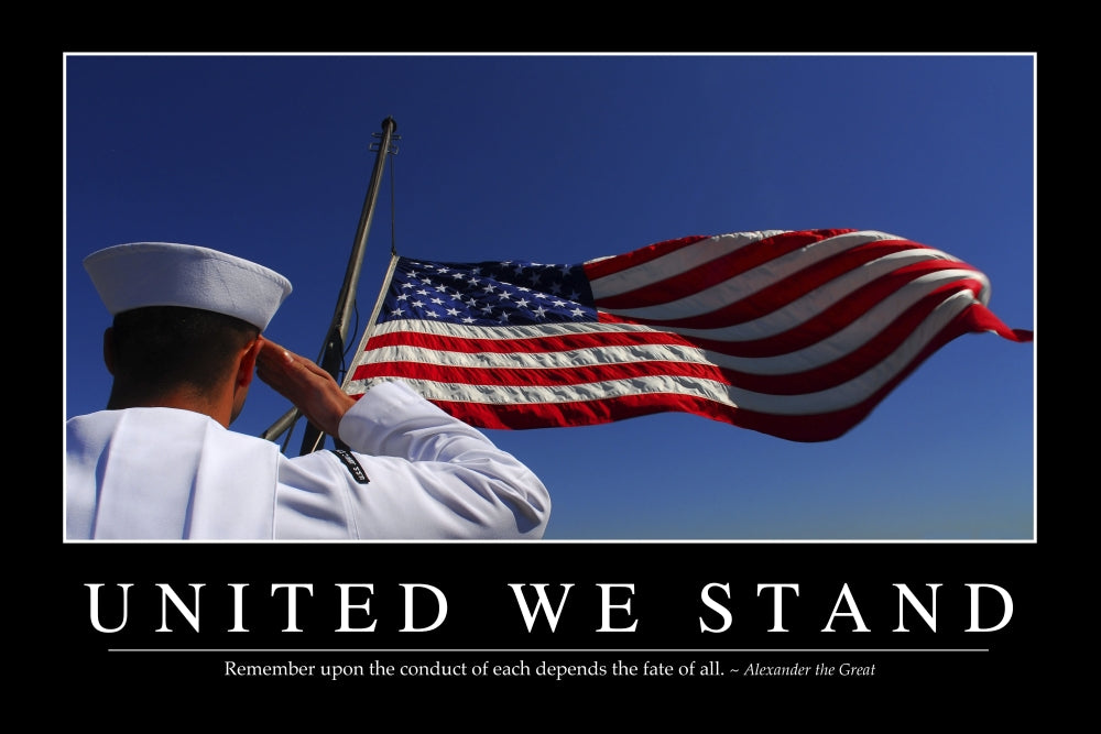 United We Stand Inspirational Quote Poster Print featuring Alexander the Great's motivational quote.