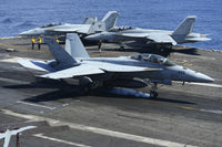 F/A-18C Hornet landing on USS George H.W. Bush aircraft carrier poster print.
