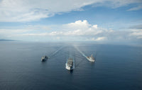 USNS Matthew Perry and USS Pearl Harbor Vella Gulf Poster Print