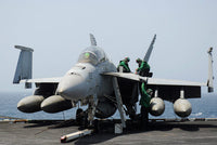 F/A-18F Super Hornet maintenance poster print featuring sailors.