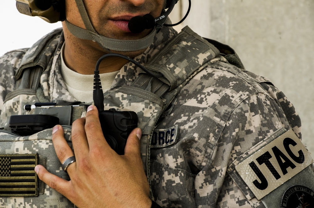 Joint Terminal Attack Controller communicating via radio poster print.