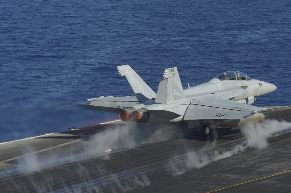 F/A-18F Super Hornet launching from USS Nimitz Poster Print