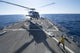 SH-60R Sea Hawk helicopter taking off from USS Stout in the Mediterranean Sea