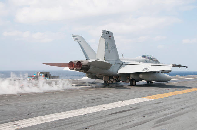 F/A-18F Super Hornet launching from USS George Washington poster print