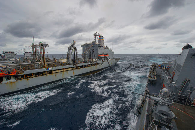 USS Truxtun Underway Replenishment Poster Print by Stocktrek Images