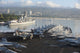 Sailors manning the rails of USS Nimitz in Pearl Harbor poster print.