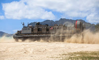 Landing craft air cushion on the beach of Hawaii poster print.