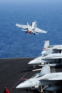F/A-18C Hornet taking off from USS George HW Bush poster print