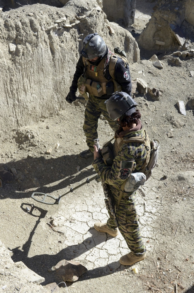 Afghan National Security Forces Searching for IEDs Poster Print