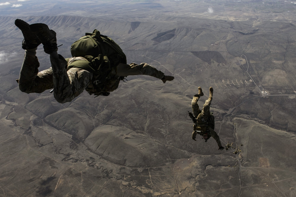 U.S. Army Soldiers conducting HALO jump from C-130J Super Hercules over Yakima Training Center