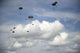 HALO jumpers descending from a C-17 Globemaster III poster print.