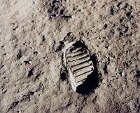 Poster print of one of the first footprints from the Apollo 11 mission.