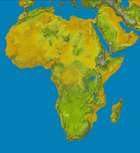 Topographic view of Africa Poster Print showcasing detailed landscapes.
