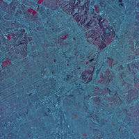 Satellite view of Los Angeles, California poster print showcasing the urban landscape.
