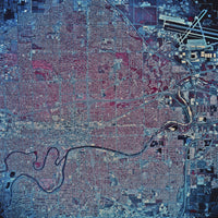 Satellite view poster print of Wichita, Kansas from 1985