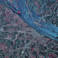 Aerial view poster print of Jefferson City, Missouri from 1983.