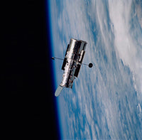 Hubble Space Telescope with Earth Horizon Poster Print by Stocktrek Images