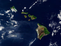 Hawaiian Islands Poster Print showcasing tropical scenery and vibrant colors.