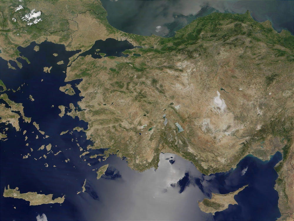Satellite View of Turkey Poster Print showcasing aerial landscapes.