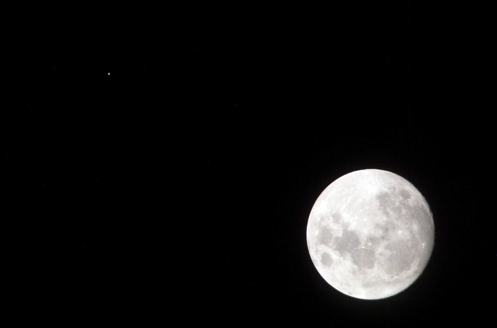 Poster print of a full moon with Mars visible in the night sky.