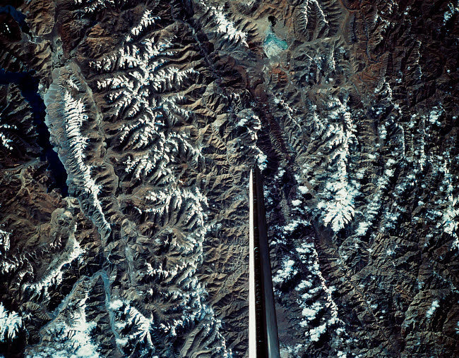 Satellite Image of a Mountain Range Poster Print showcasing stunning natural landscapes.