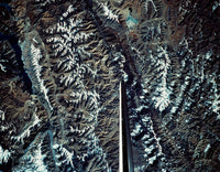 Satellite Image of a Mountain Range Poster Print showcasing stunning natural landscapes.