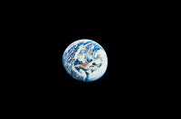 Long Shot of Earth Poster Print showcasing vibrant colors and details of Earth from space.