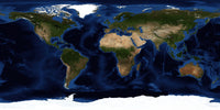 Topographic and bathymetric shading of the full Earth poster print