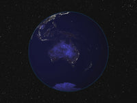 Full Earth at night poster print showcasing vibrant city lights over Australia and Oceania.