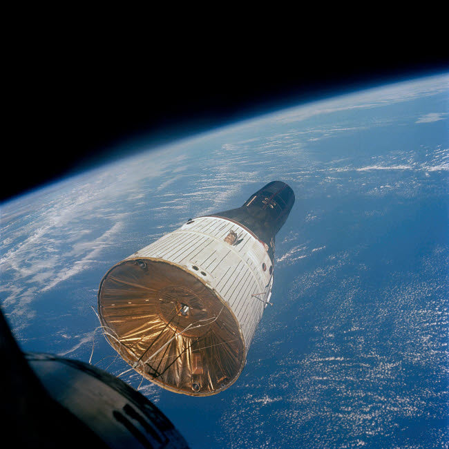 Gemini-Titan 7 spacecraft in Earth orbit poster print.