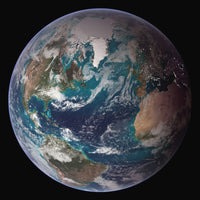 Earth Global Data Poster Print showing land surface, polar sea ice, and chlorophyll