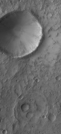 Impact Crater on Mars Poster Print showcasing Martian landscape