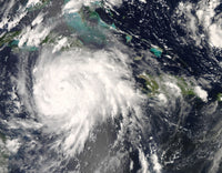 Hurricane Gustav poster print over Jamaica, showcasing the power of nature.